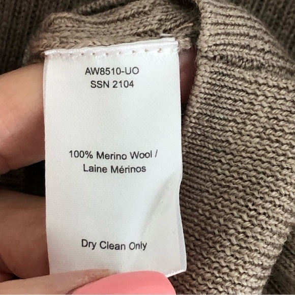 ATM Cardigan Ribbed Merino Wool Fitted Tan Large NWT - Picture 6 of 12